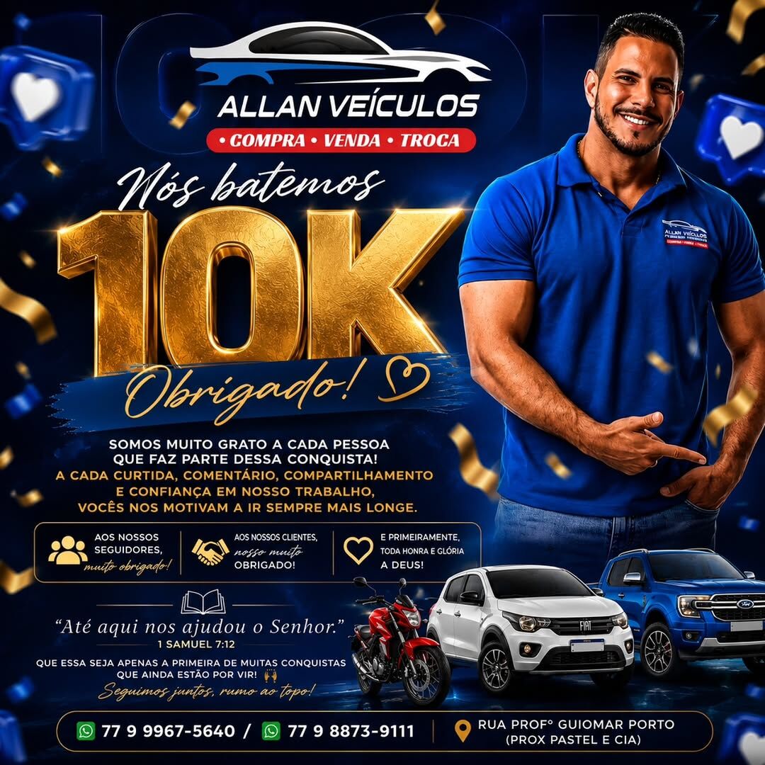 Post: 10 mil seguidores na Allan Veículos